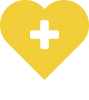 Yellow heart icon with plus in middle.
