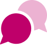 Pink speech bubbles icon.