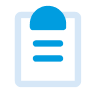 Blue clipboard icon.