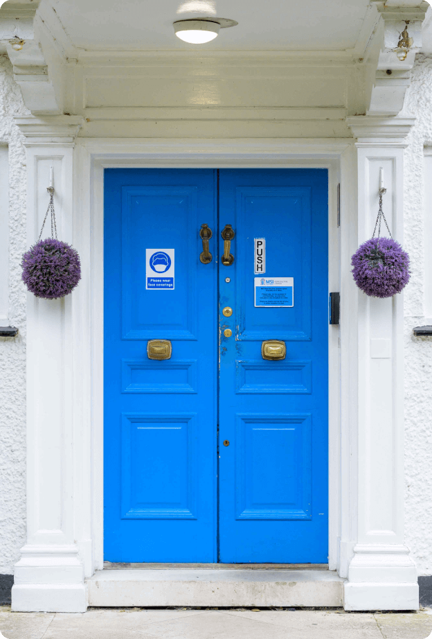 MSI UK West London clinic blue door.