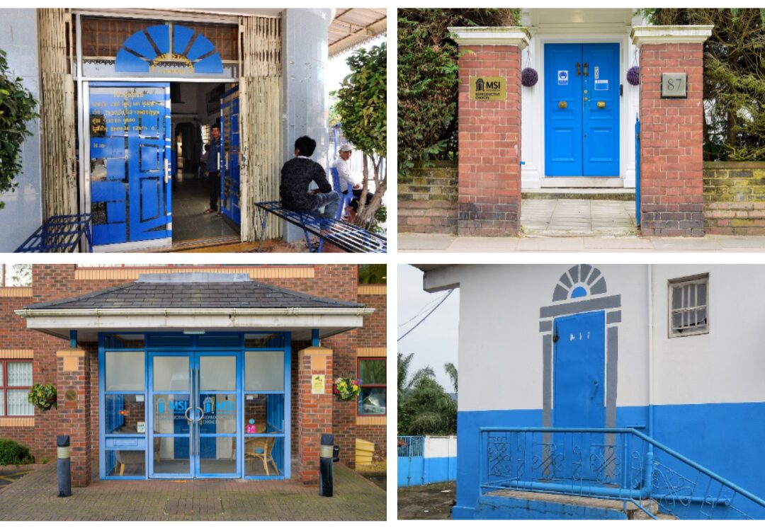 Four Blue Doors